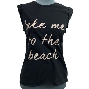 Bondi Active Womens Size 8 Sleeveless Top Take Me to the Beach Australia Black